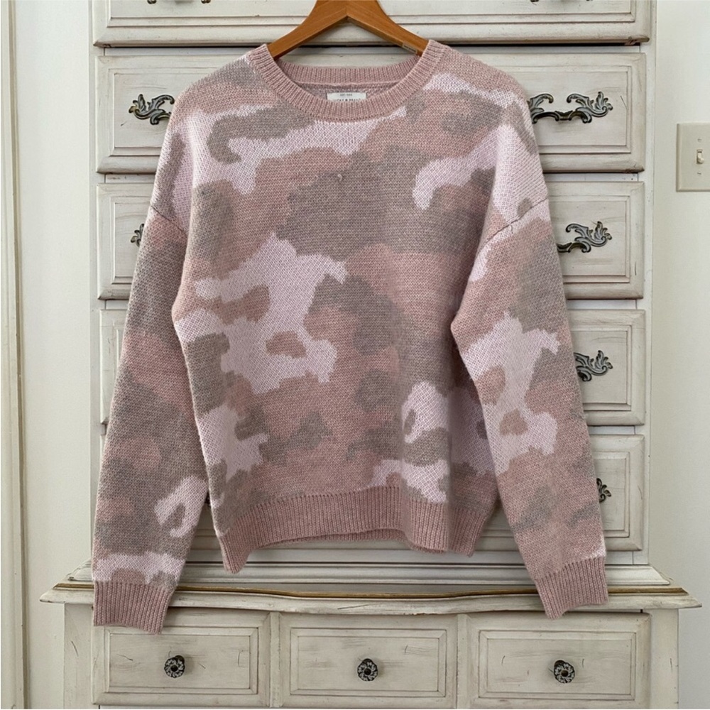 Lucky Brand Pink Camo Wool Sweater M